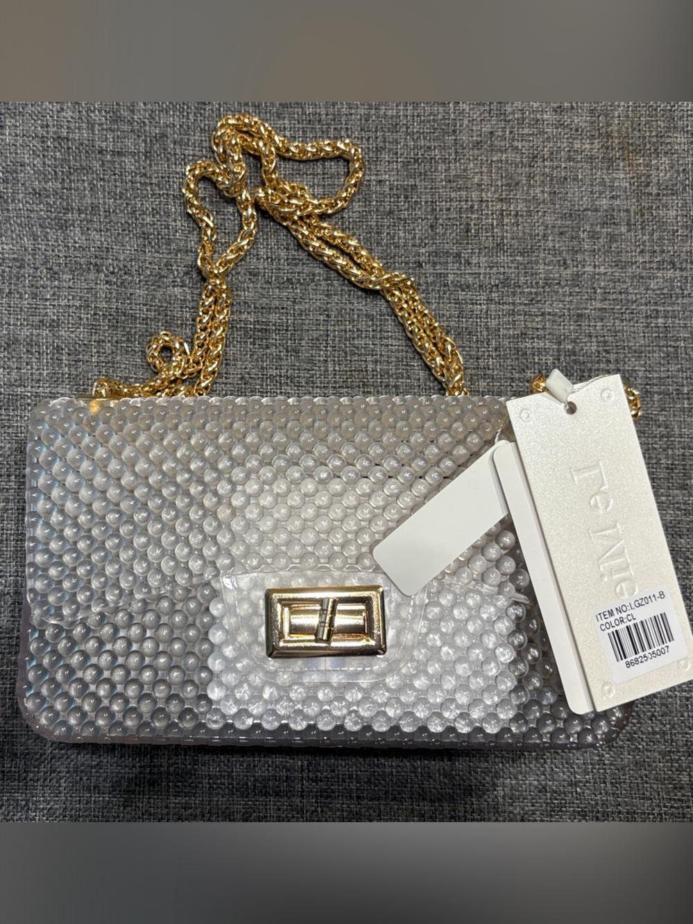 Women’s Shoulder Bag in Silver with Gold Chain